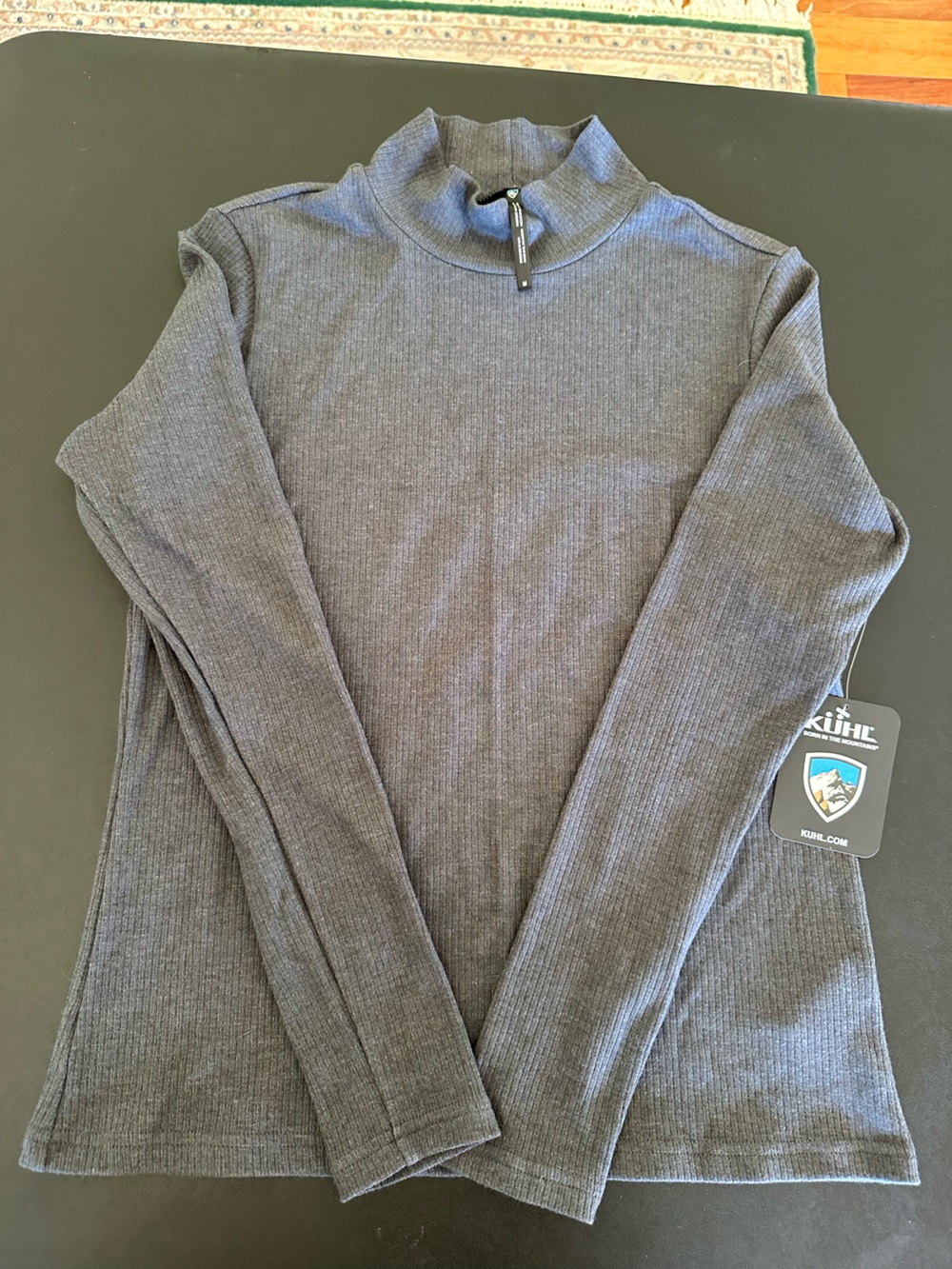 Kuhl Verona Rib Long Sleeve Mock Neck Shirt Charcoal Gray Size Womens Medium